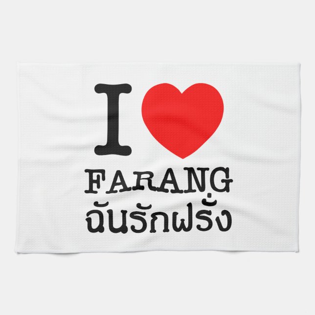 I Heart (Kärlek) Farang Kökshandduk (Horisontell)
