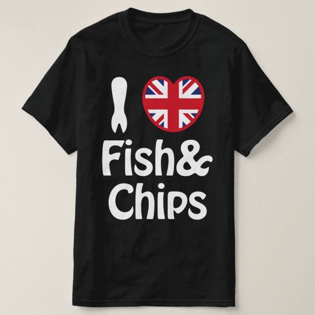 I Heart [Kärlek] Fish & Chip T-Shirt (Design framsida)