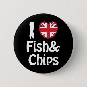 I Heart [Kärlek] Fisk & Chip-knapp Knapp