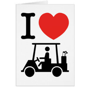 I Heart (Kärlek) Golf Cart Card Hälsningskort