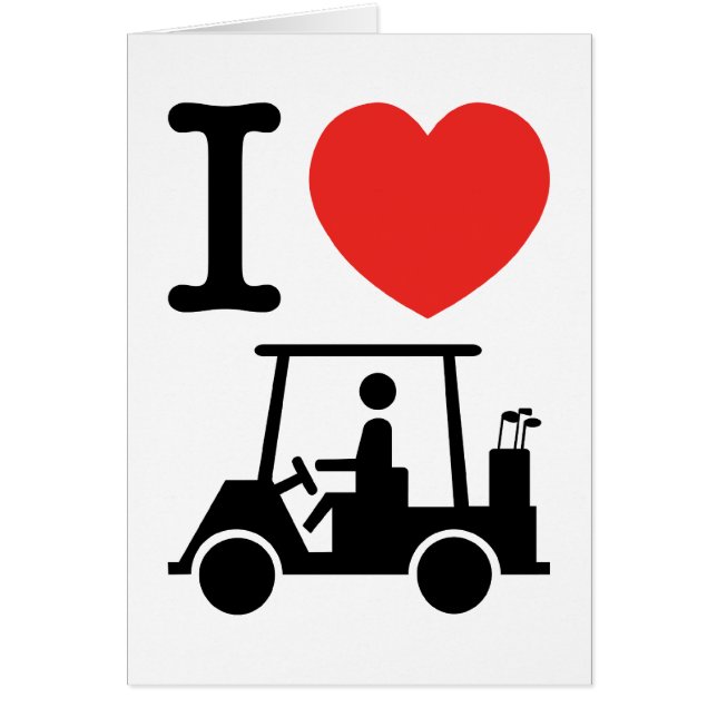 I Heart (Kärlek) Golf Cart Card Hälsningskort (Framsidan)