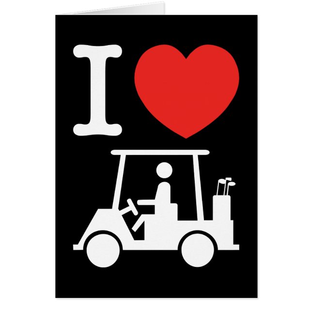 I Heart (Kärlek) Golf Cart Hälsningskort (Framsidan)