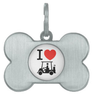 I Heart (Kärlek) Golf Cart ID-bricka Husdjur