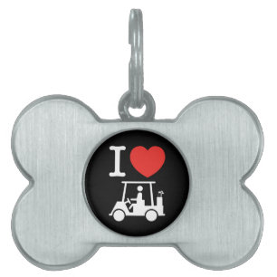 I Heart (Kärlek) Golf Cart ID-bricka Husdjur
