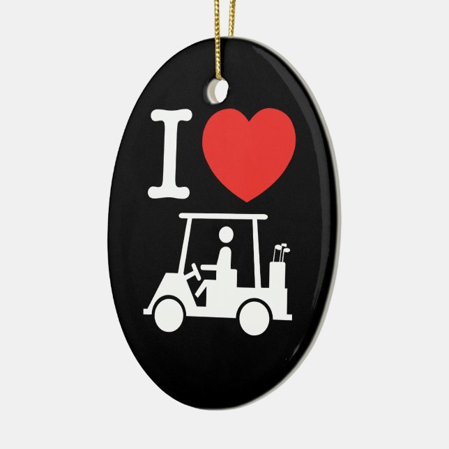 I Heart (Kärlek) Golf Cart Julgransprydnad Keramik (Vänster)