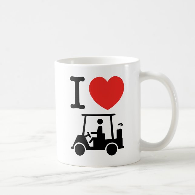 I Heart (Kärlek) Golf Cart Kaffemugg (Höger)