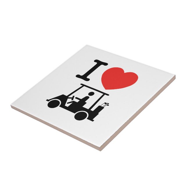 I Heart (Kärlek) Golf Cart Kakelplatta (Sidan)