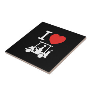 I Heart (Kärlek) Golf Cart Kakelplatta