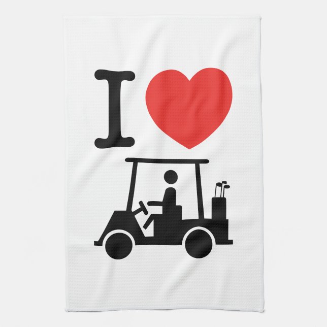 I Heart (Kärlek) Golf Cart Kökshandduk (Vertikal)