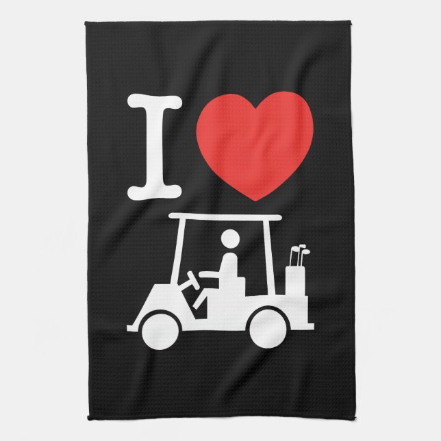 I Heart (Kärlek) Golf Cart Kökshandduk (Vertikal)