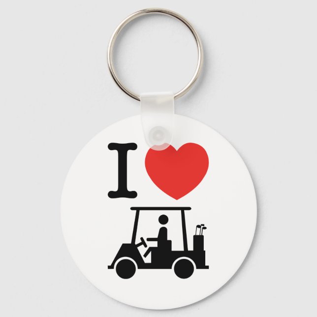 I Heart (Kärlek) Golf Cart Nyckelring (Framsida)