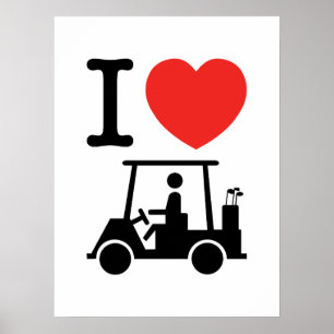I Heart (Kärlek) Golf Cart Poster