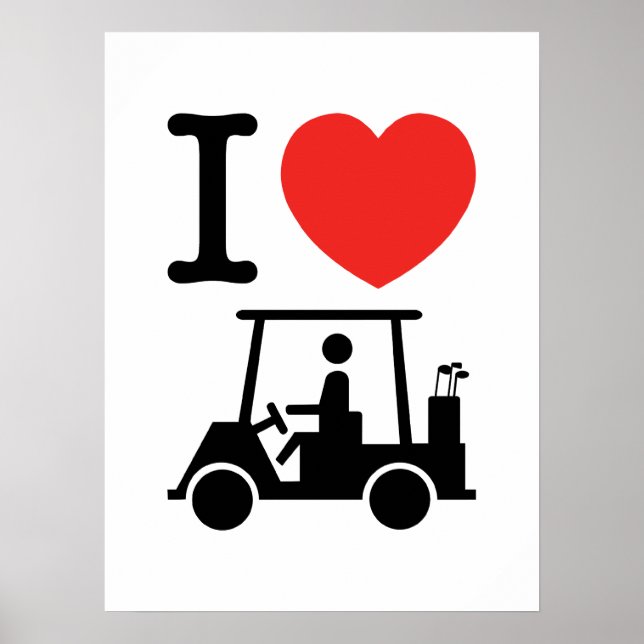 I Heart (Kärlek) Golf Cart Poster (Framsidan)