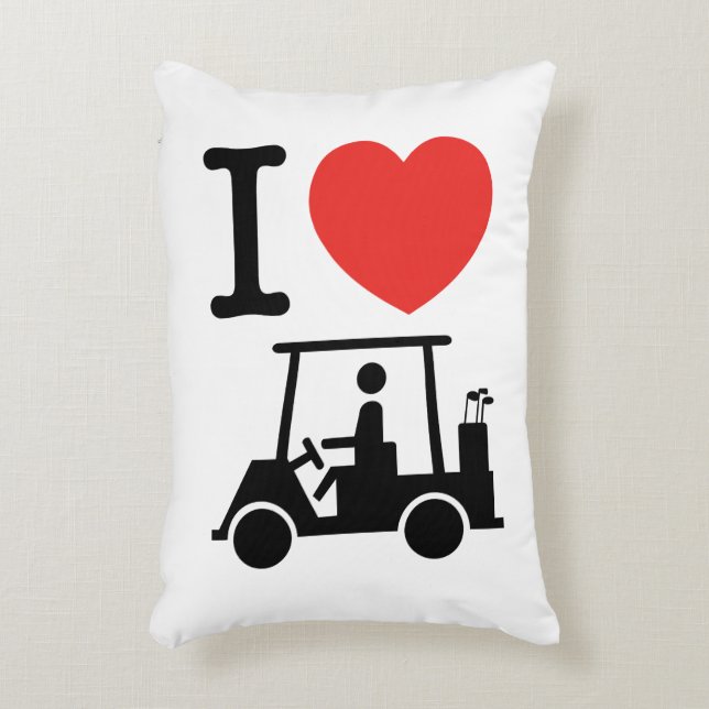 I Heart (Kärlek) Golf Cart Prydnadskudde (Framsidan(Vertikal))