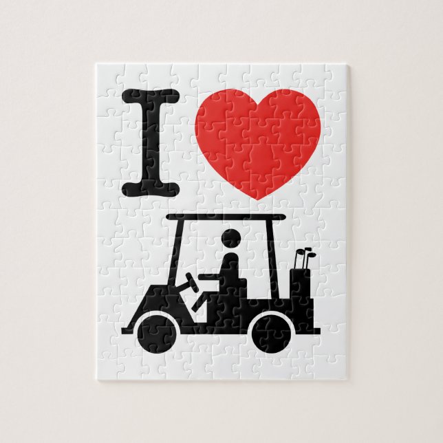 I Heart (Kärlek) Golf Cart Pussel (Vertikal)