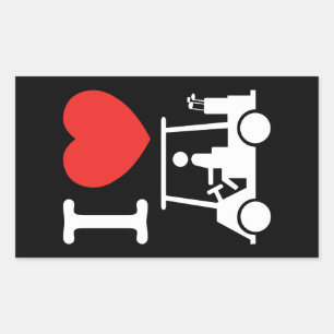 I Heart (Kärlek) Golf Cart Rektangulärt Klistermärke