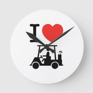 I Heart (Kärlek) Golf Cart Rund Klocka