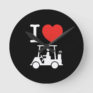 I Heart (Kärlek) Golf Cart Rund Klocka