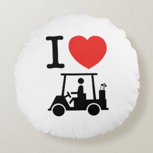 I Heart (Kärlek) Golf Cart Rund Kudde
