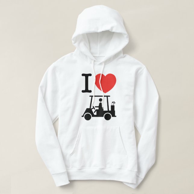 I Heart (Kärlek) Golf Cart Sweatshirt Med Luva (Design framsida)
