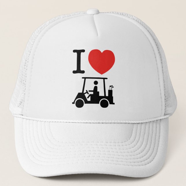 I Heart (Kärlek) Golf Cart Truckerkeps (Framsida)