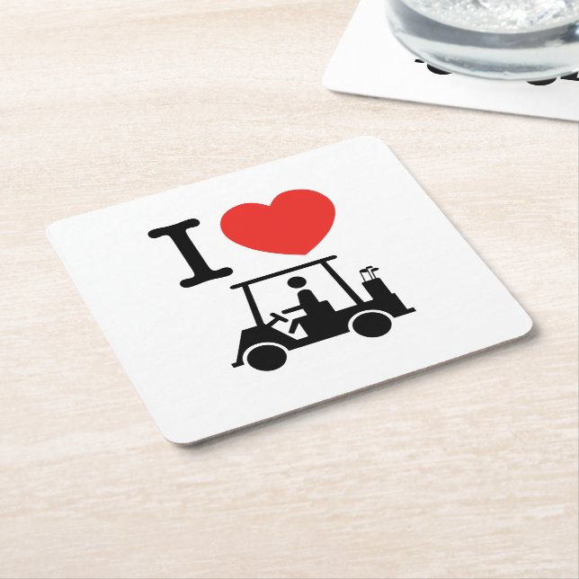 I Heart (Kärlek) Golf Cart Underlägg Papper Kvadrat (Vinklad)