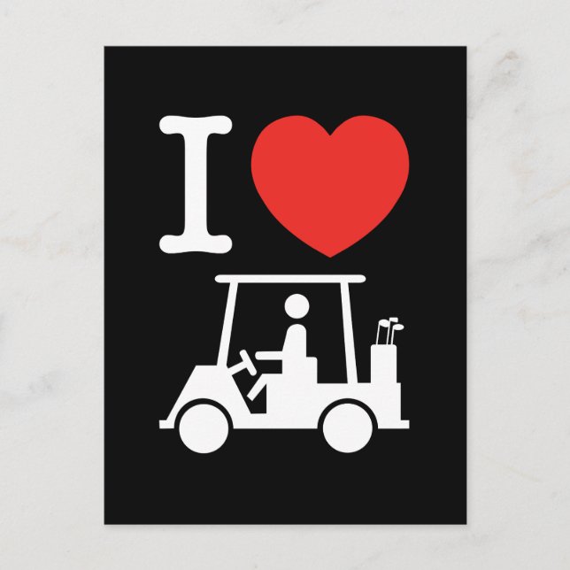 I Heart (Kärlek) Golf Cart Vykort (Framsida)