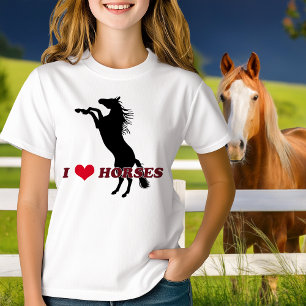 I Heart Kärlek Horses Rearing Silhouette T-shirt