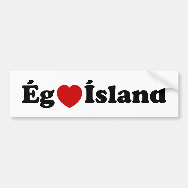 I Heart (Kärlek) Island [Ég Elska Ísland] isländsk Bildekal (Framsidan)