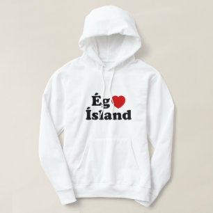 I Heart (Kärlek) Island [Ég Elska Ísland] isländsk Hoodie