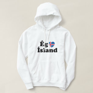 I Heart (Kärlek) Island [Ég Elska Ísland] isländsk Hoodie