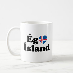 I Heart (Kärlek) Island [Ég Elska Ísland] isländsk Kaffemugg