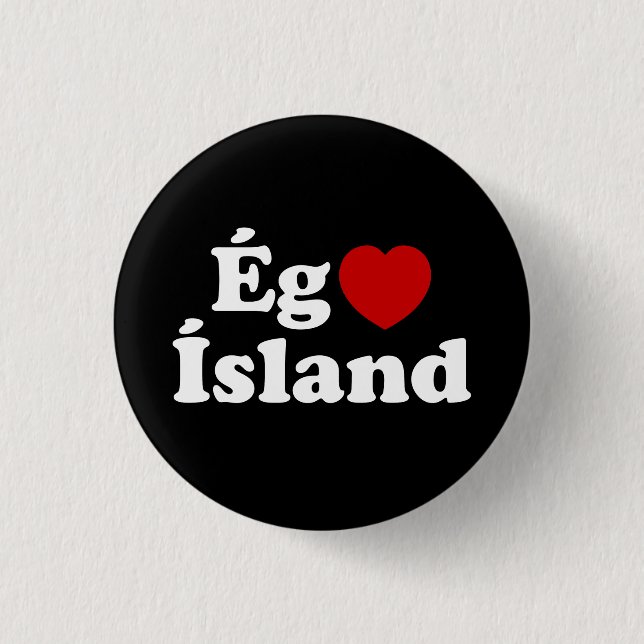 I Heart (Kärlek) Island [Ég Elska Ísland] isländsk Knapp (Framsida)