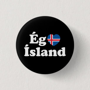 I Heart (Kärlek) Island [Ég Elska Ísland] isländsk Knapp