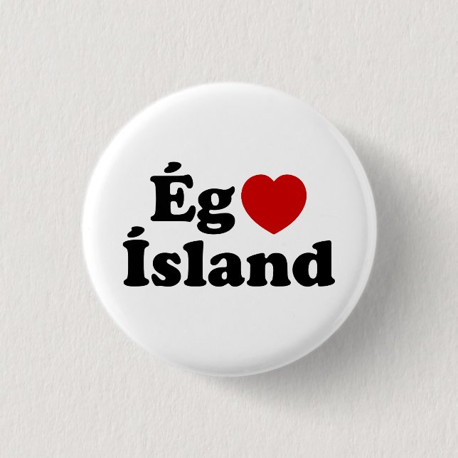 I Heart (Kärlek) Island [Ég Elska Ísland] isländsk Knapp (Framsida)