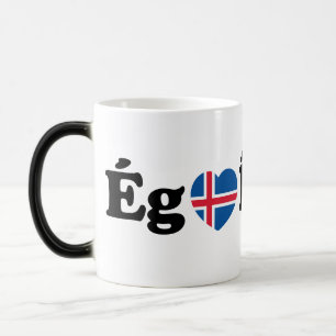I Heart (Kärlek) Island [Ég Elska Ísland] isländsk Magisk Mugg