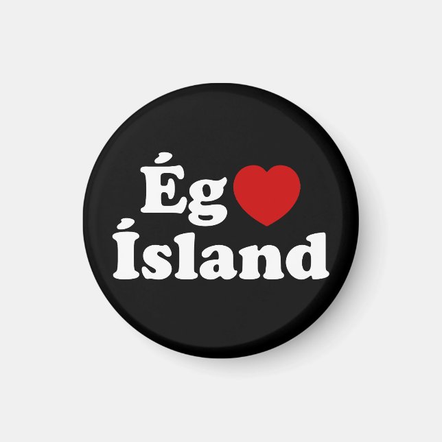 I Heart (Kärlek) Island [Ég Elska Ísland] isländsk Magnet (Framsidan)