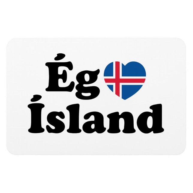 I Heart (Kärlek) Island [Ég Elska Ísland] isländsk Magnet (Horisontell)