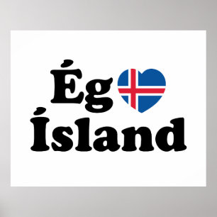 I Heart (Kärlek) Island [Ég Elska Ísland] isländsk Poster