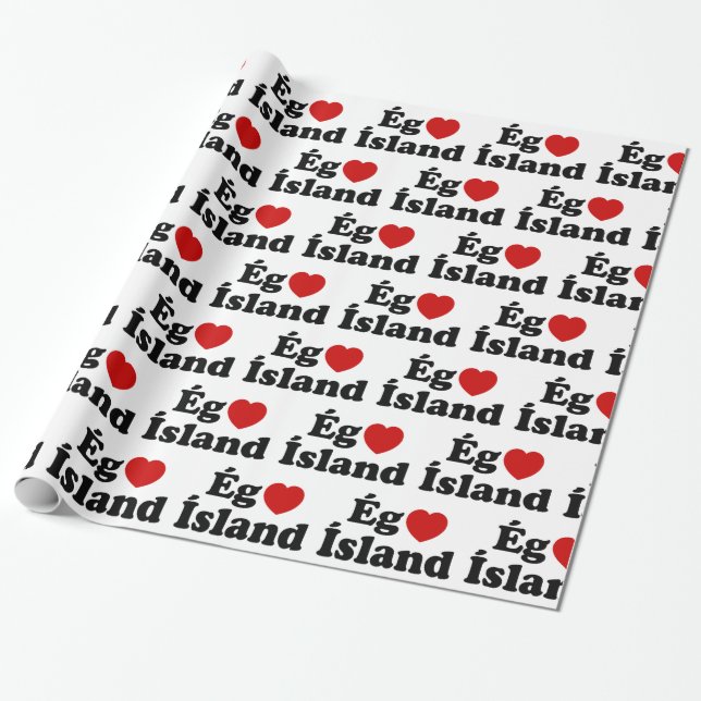 I Heart (Kärlek) Island [Ég Elska Ísland] isländsk Presentpapper (Utrullad)