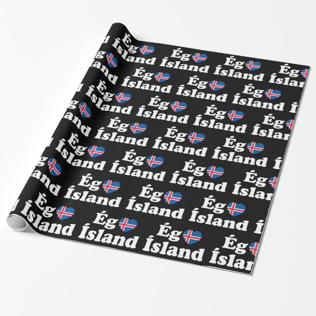 I Heart (Kärlek) Island [Ég Elska Ísland] isländsk Presentpapper (Utrullad)