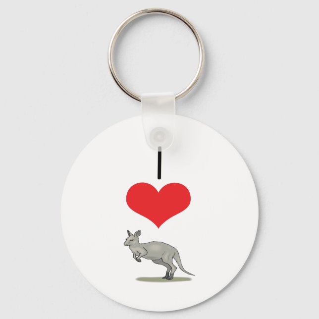I Heart (Kärlek) Kangaroos Nyckelring (Framsida)
