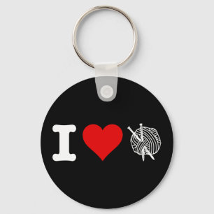I Heart Kärlek Knitting Nyckelring