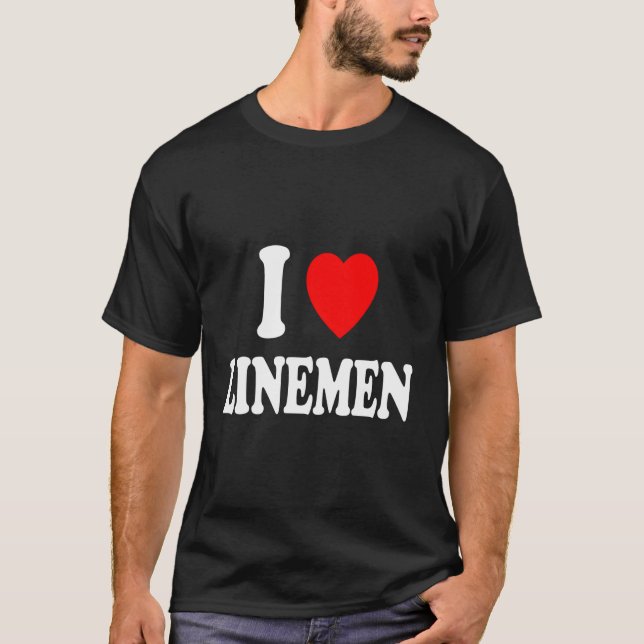 I Heart (Kärlek) Linemen Athletic Sport Football A T Shirt (Framsida)