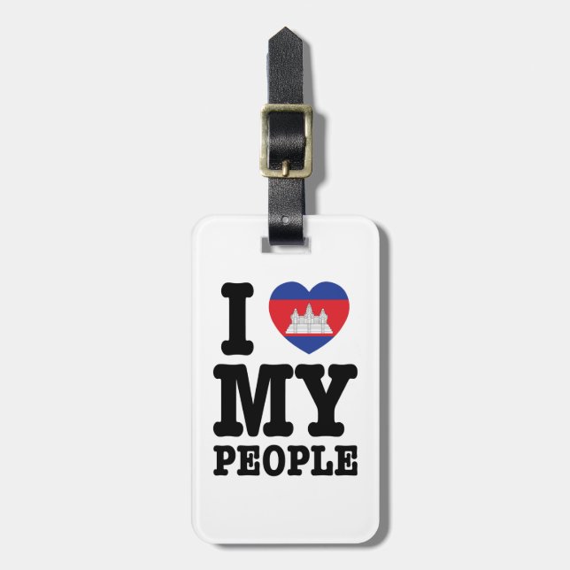 I Heart (Kärlek) Mina Khmer People Bagagebricka (Vertikal Framsida)