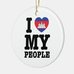 I Heart (Kärlek) Mina Khmer People Julgransprydnad Keramik