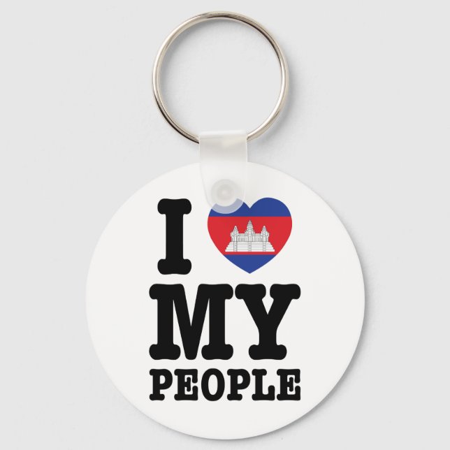 I Heart (Kärlek) Mina Khmer People Nyckelring (Framsida)