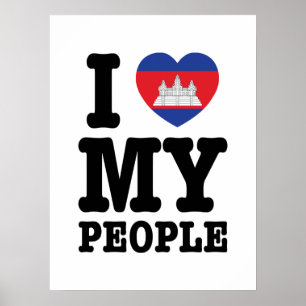 I Heart (Kärlek) Mina Khmer People Poster