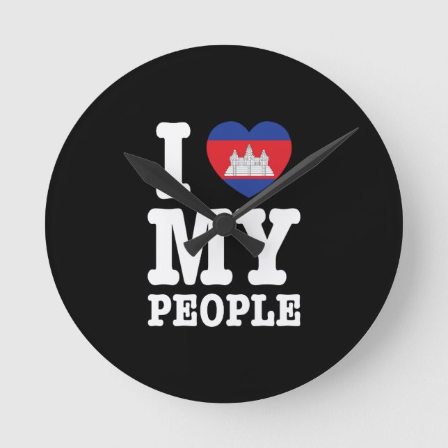 I Heart (Kärlek) Mina Khmer People Rund Klocka (Framsida)