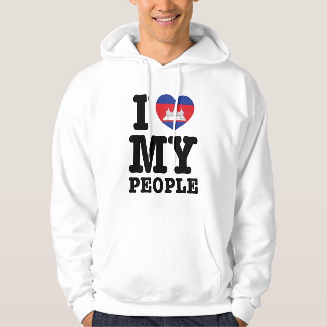 I Heart (Kärlek) Mina Khmer People Sweatshirt Med Luva (Framsida)